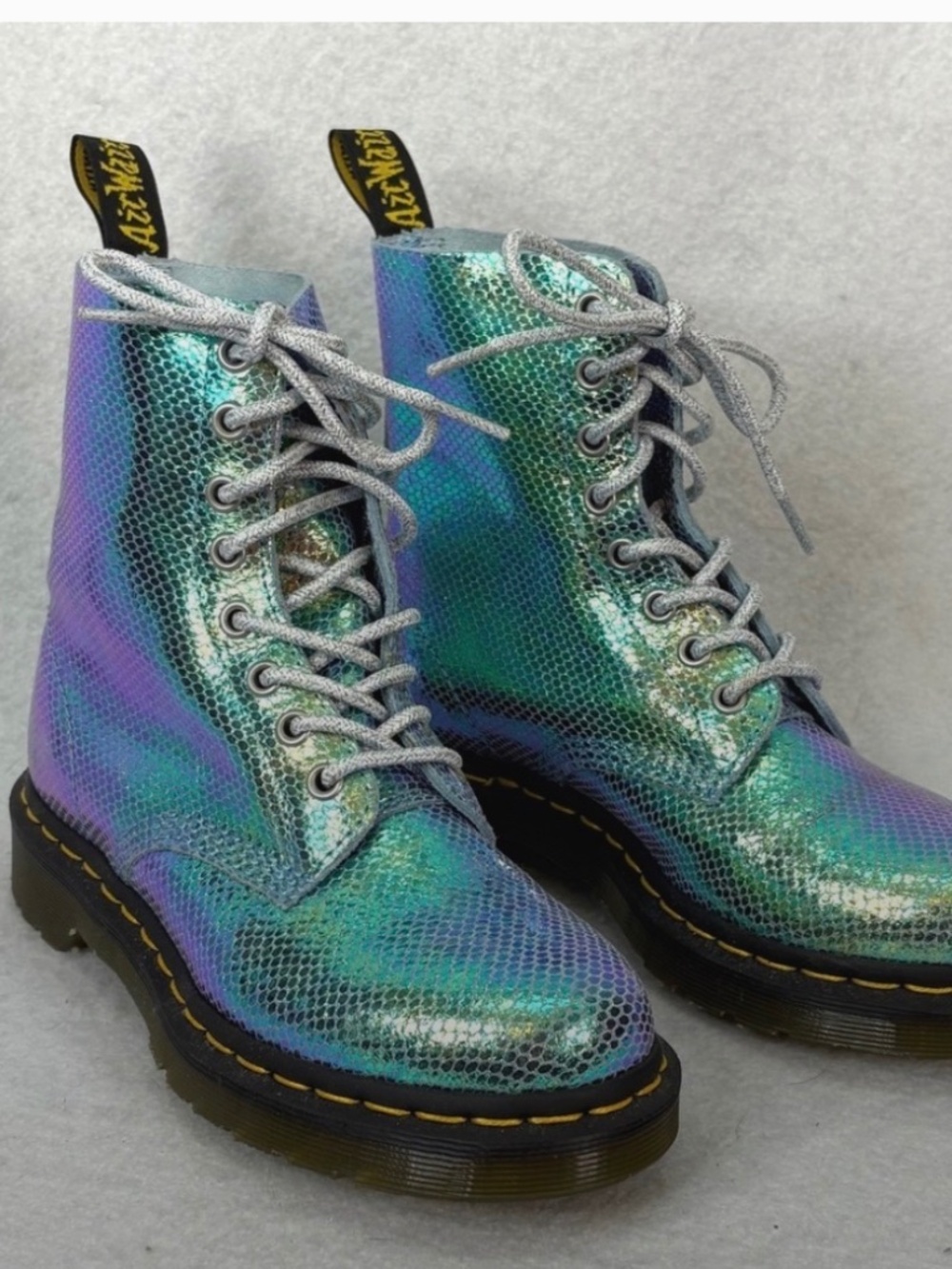 Dr Martens 1460 Pascal Mermaid Iridescent Texture Combat Boots Women US‎ 5